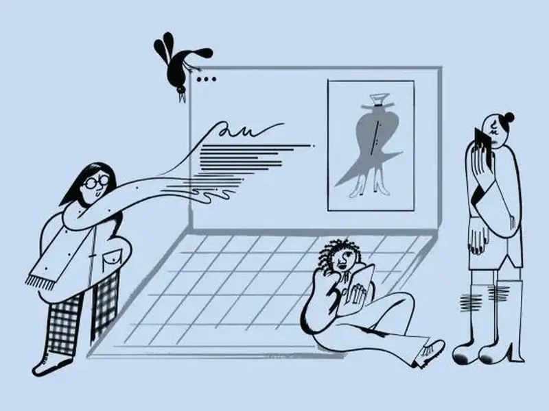 Mailchimp illustration of a marketer at work